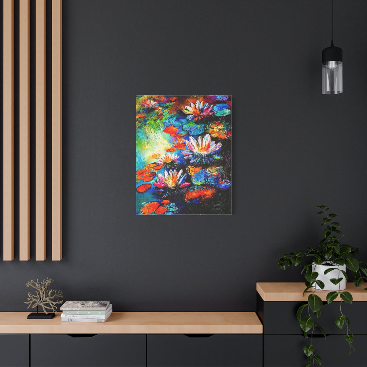 Signature Water Lillies by Charlie Quinn Arts on Matte Stretched Canvas