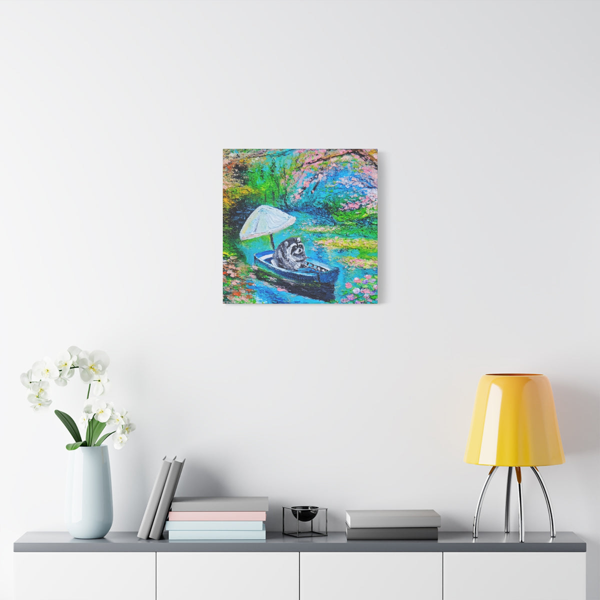 Jimothy Rows a Boat Print — Colorful Matte Stretched Canvas Art