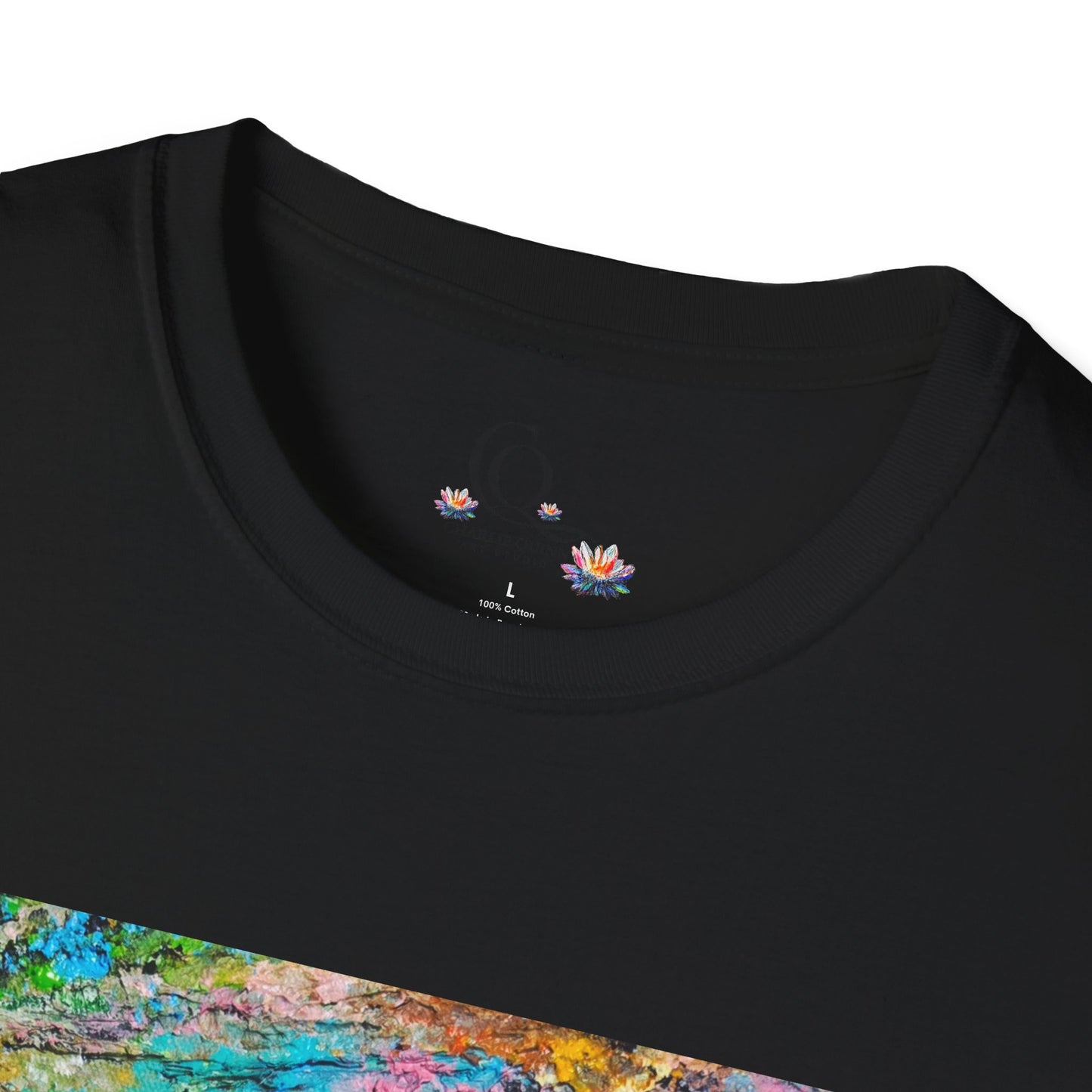Jimothy Rides a Boat Art Tee — Colorful Impressionist River Scene