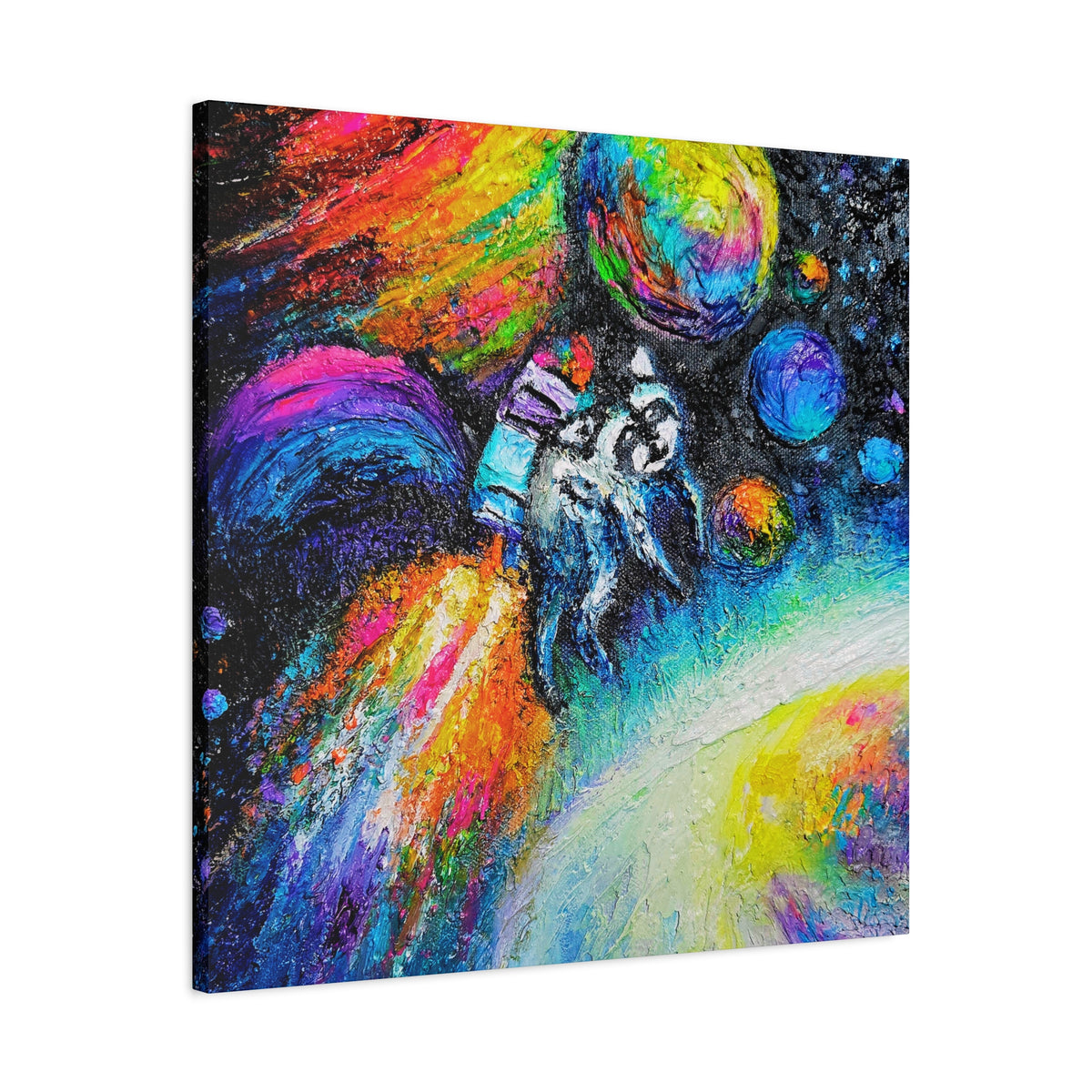Colorful Astronaut Jimothy Matte Stretched Canvas