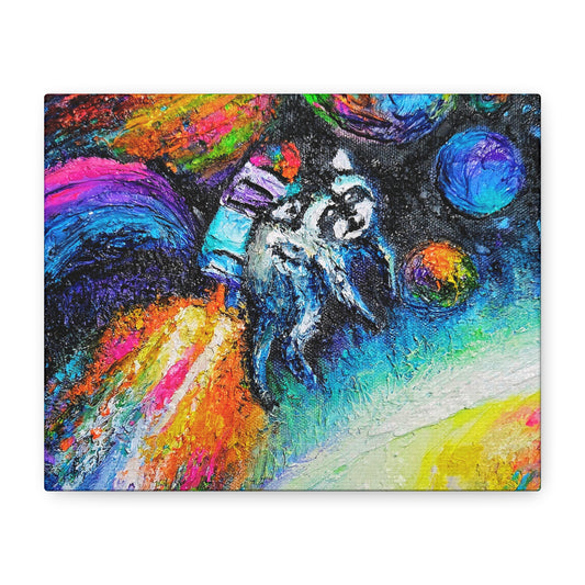 Colorful Astronaut Jimothy Matte Stretched Canvas