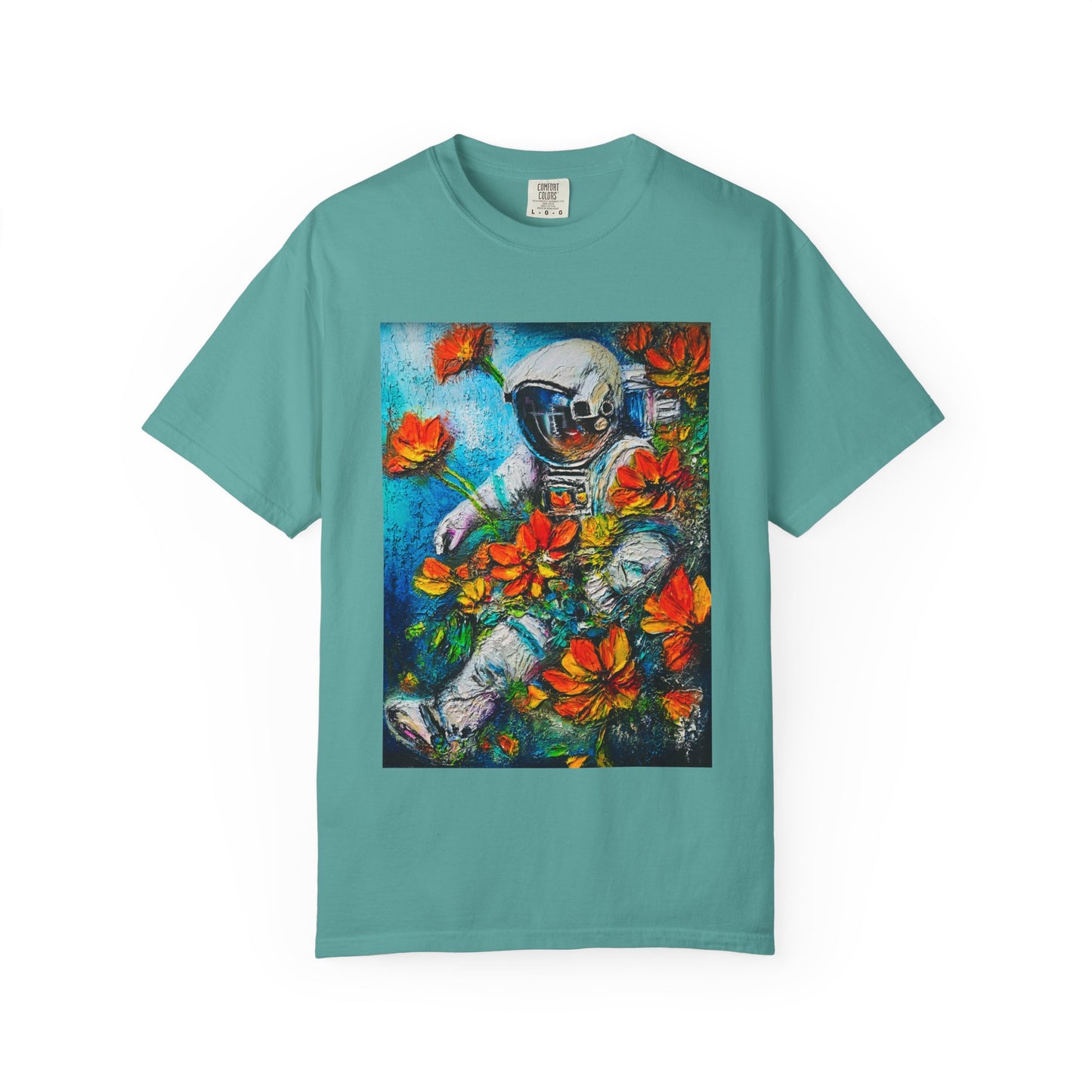 Astronaut & Flowers T-Shirt — Surreal Space Art Tee
