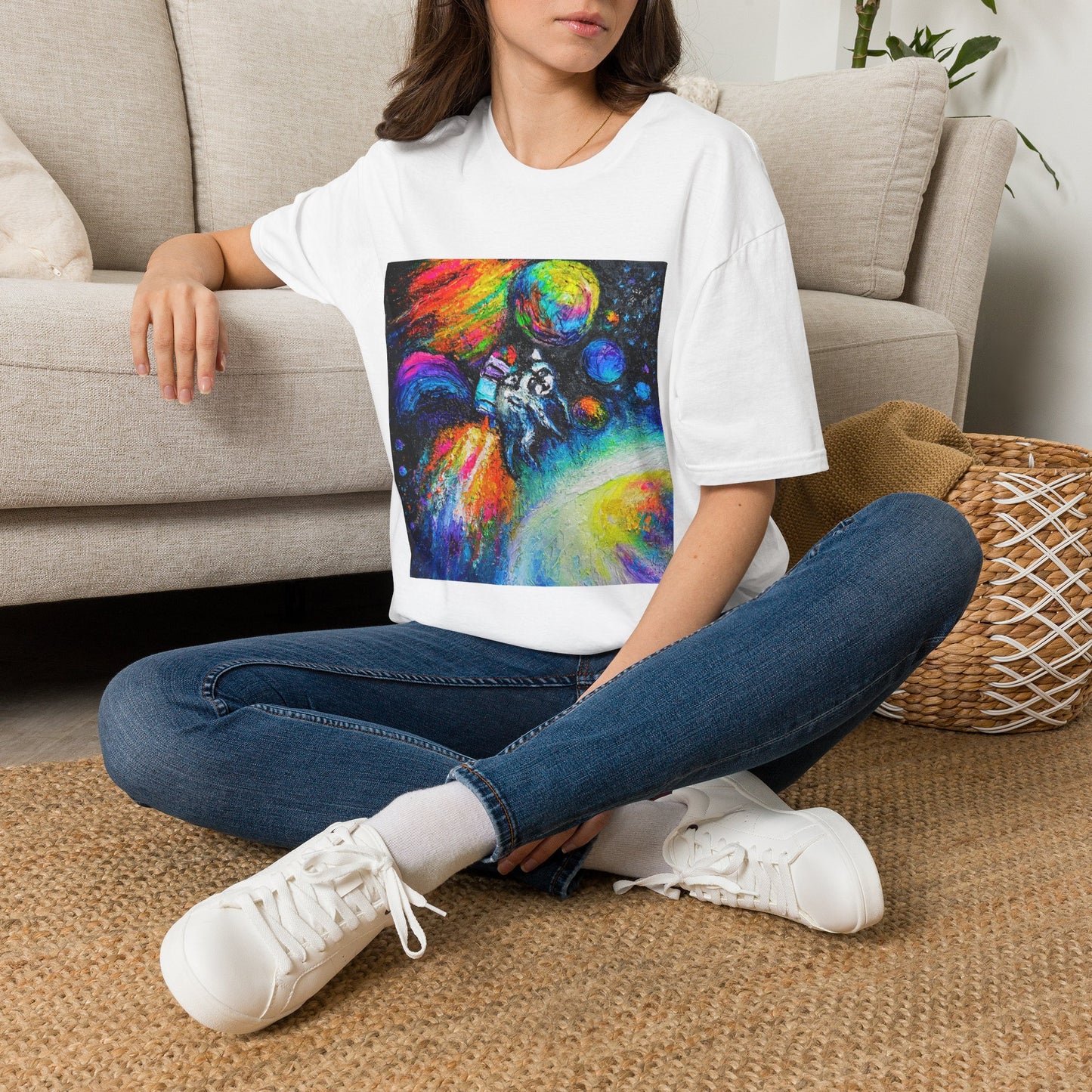 Jimothy in Space Painting T-Shirt — Colorful Cosmic Space Art Tee