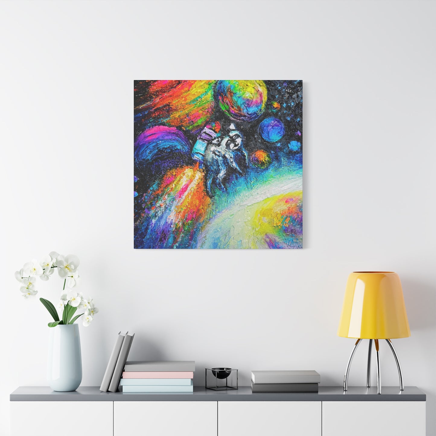 Colorful Astronaut Jimothy Matte Stretched Canvas
