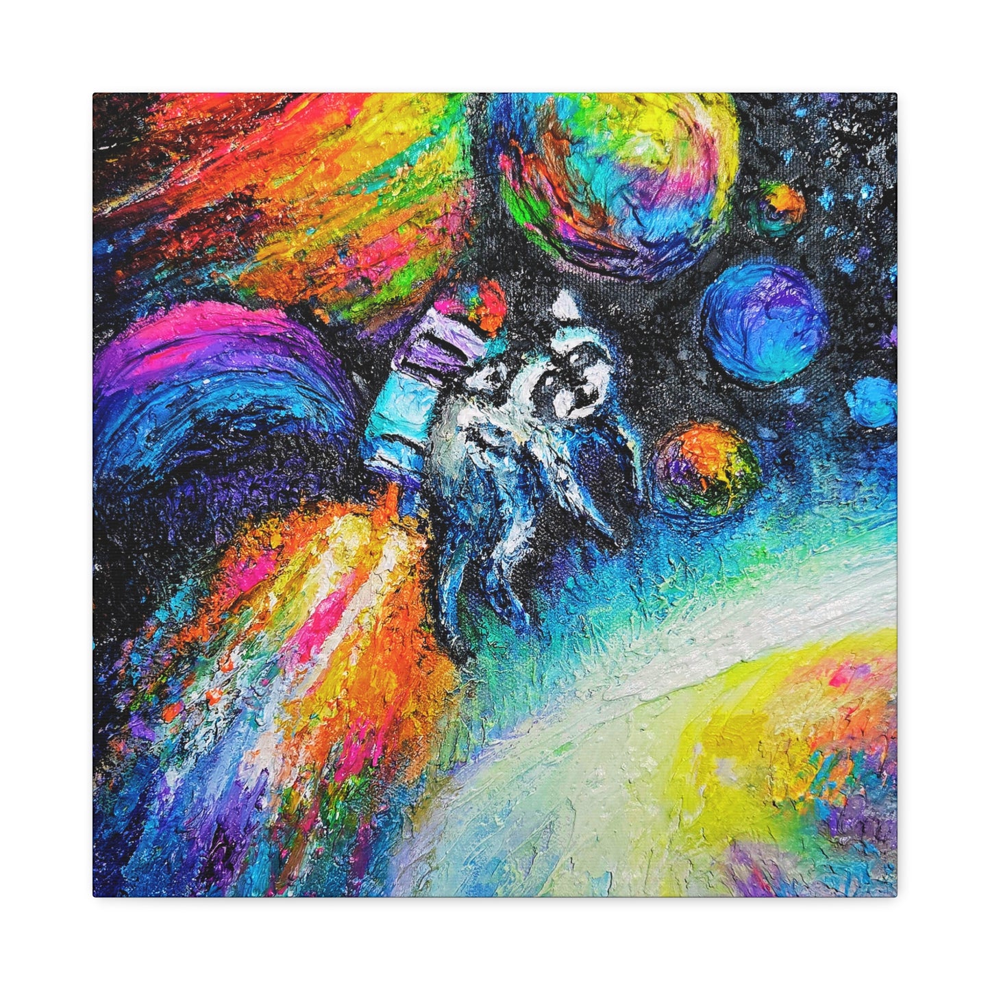 Colorful Astronaut Jimothy Matte Stretched Canvas