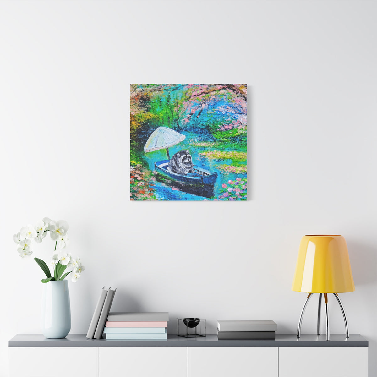 Jimothy Rows a Boat Print — Colorful Matte Stretched Canvas Art