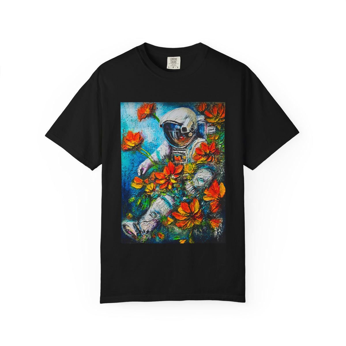 Astronaut & Flowers T-Shirt — Surreal Space Art Tee