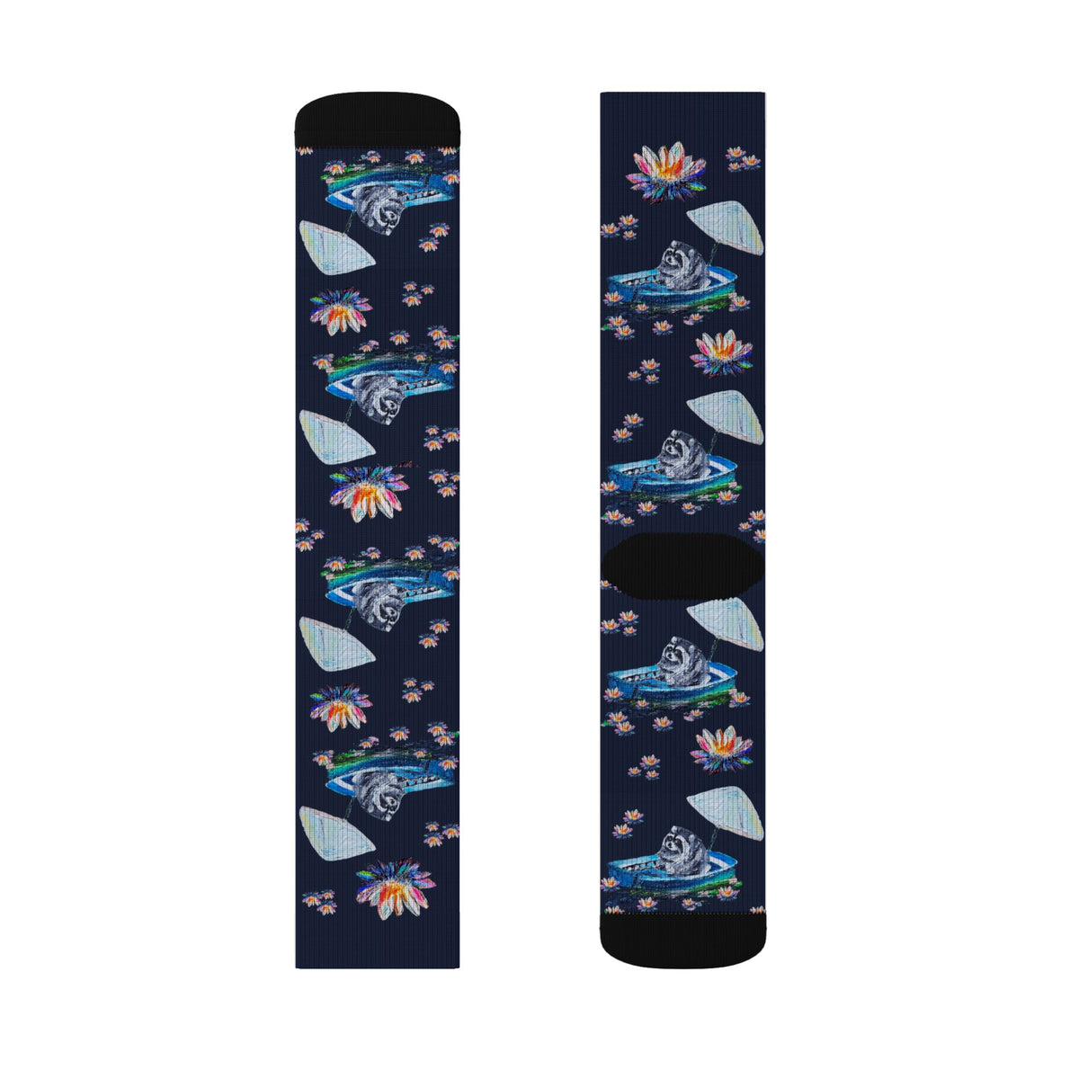 Jimothy & Lotus Pattern Sublimation Socks — Floral Lotus Crew Socks