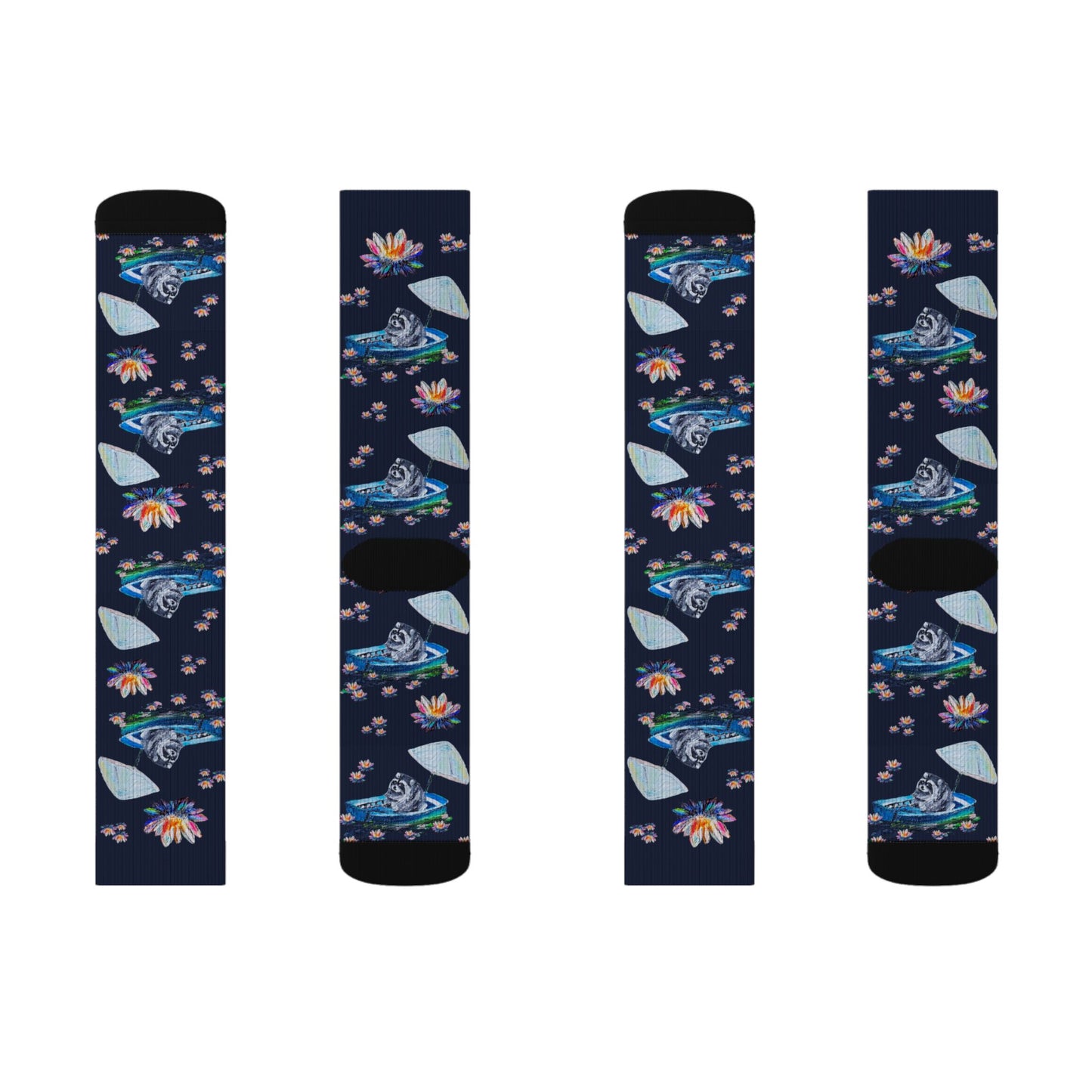 Jimothy & Lotus Pattern Sublimation Socks — Floral Lotus Crew Socks