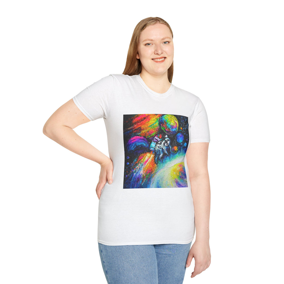Jimothy in Space Painting T-Shirt — Colorful Cosmic Space Art Tee