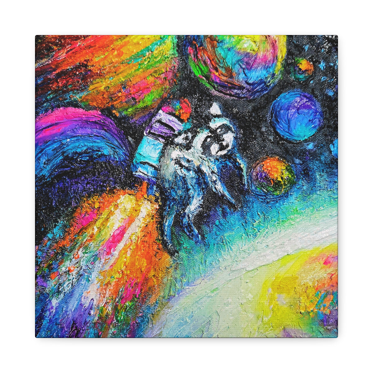 Colorful Astronaut Jimothy Matte Stretched Canvas