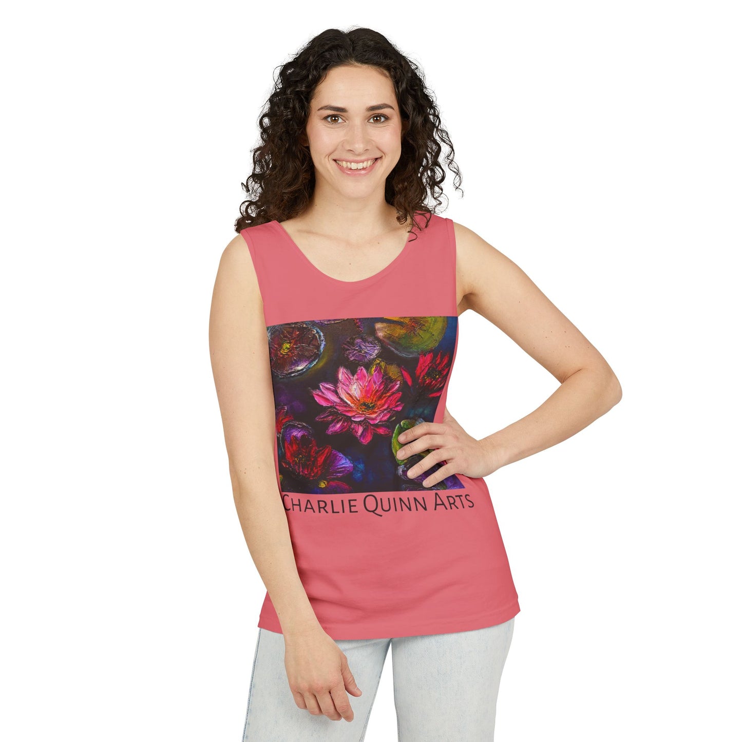 Waterlily Art Tank Top — Charlie Quinn Arts Floral Painting Tee
