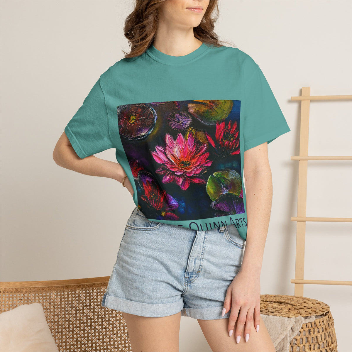 Waterlily Art T-Shirt — Charlie Quinn Arts Floral Graphic Tee