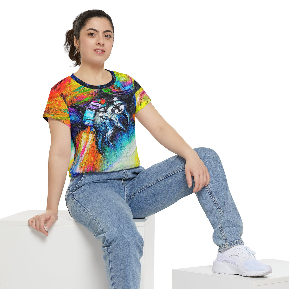 Astronaut Raccoon Cosmic Art Tee — Women's All-Over Print Shirt