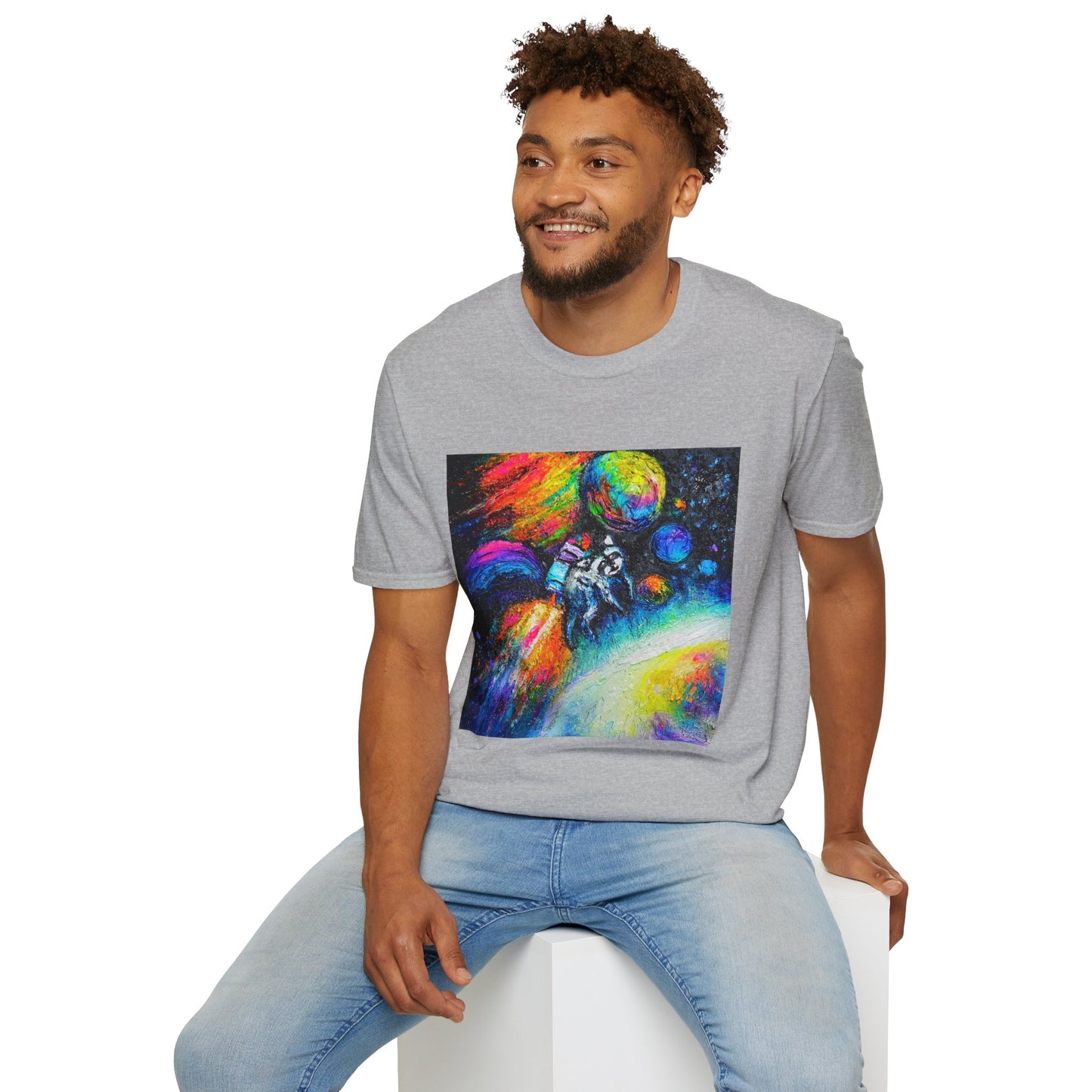 Jimothy in Space Painting T-Shirt — Colorful Cosmic Space Art Tee