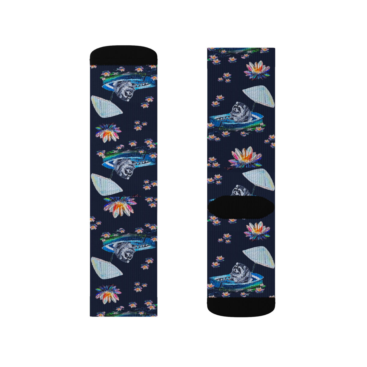 Jimothy & Lotus Pattern Sublimation Socks — Floral Lotus Crew Socks