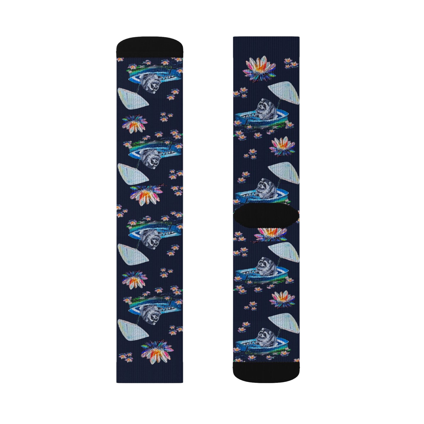 Jimothy & Lotus Pattern Sublimation Socks — Floral Lotus Crew Socks