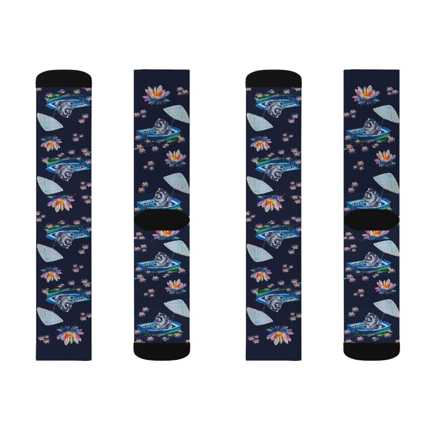 Jimothy & Lotus Pattern Sublimation Socks — Floral Lotus Crew Socks