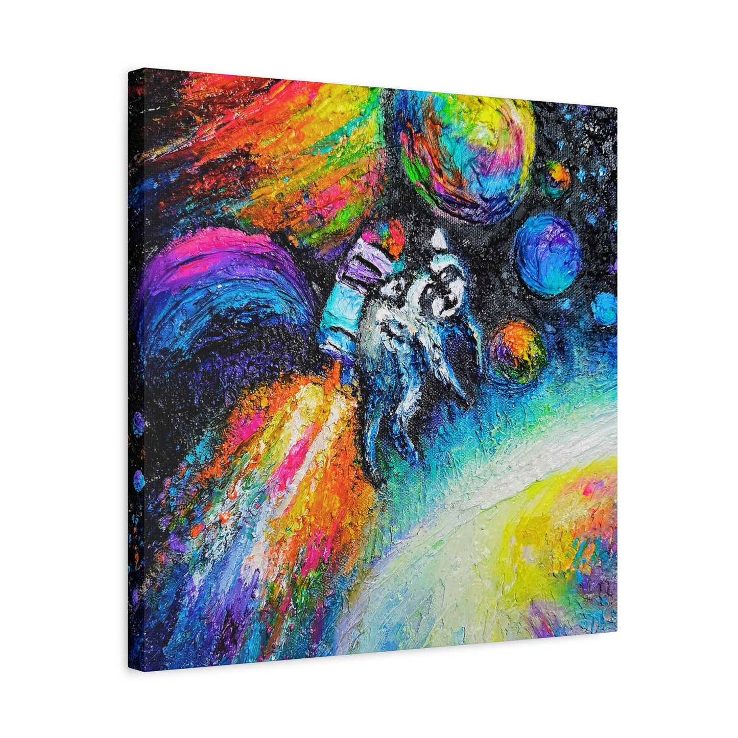 Colorful Astronaut Jimothy Matte Stretched Canvas