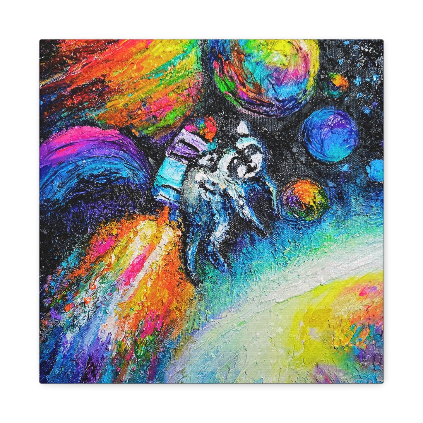 Colorful Astronaut Jimothy Matte Stretched Canvas