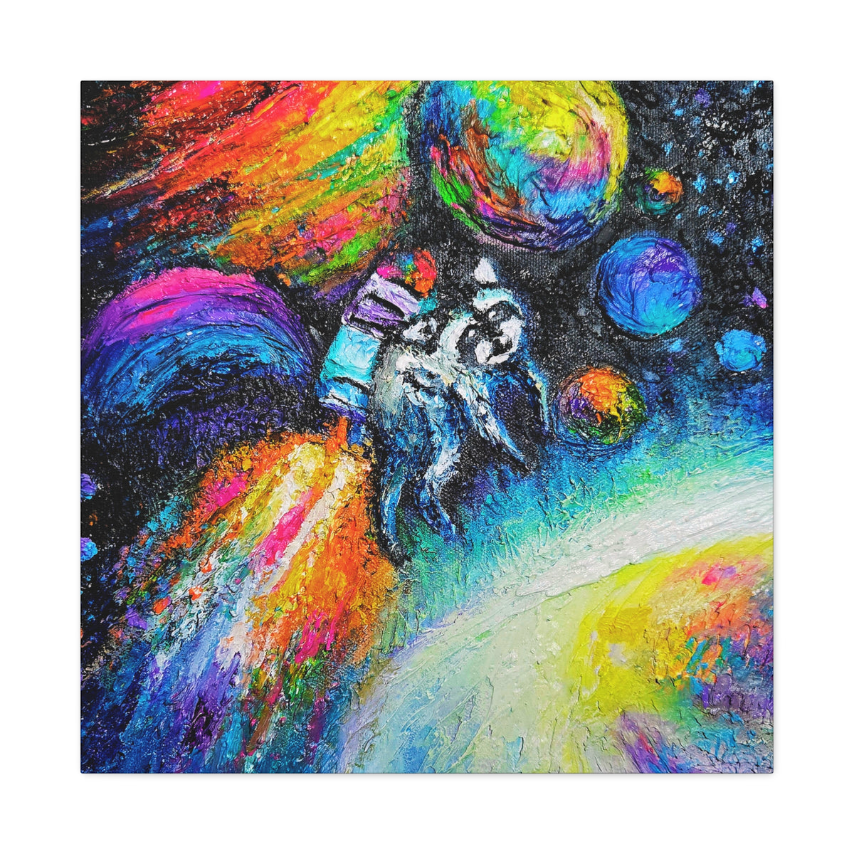 Colorful Astronaut Jimothy Matte Stretched Canvas