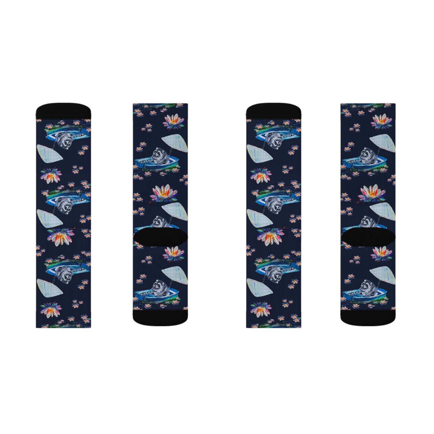 Jimothy & Lotus Pattern Sublimation Socks — Floral Lotus Crew Socks