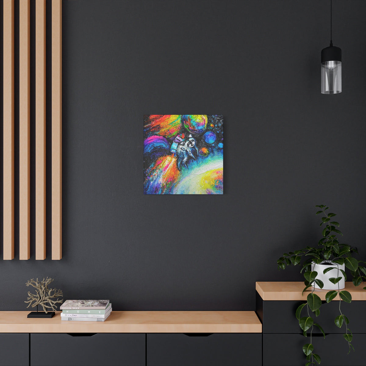 Colorful Astronaut Jimothy Matte Stretched Canvas