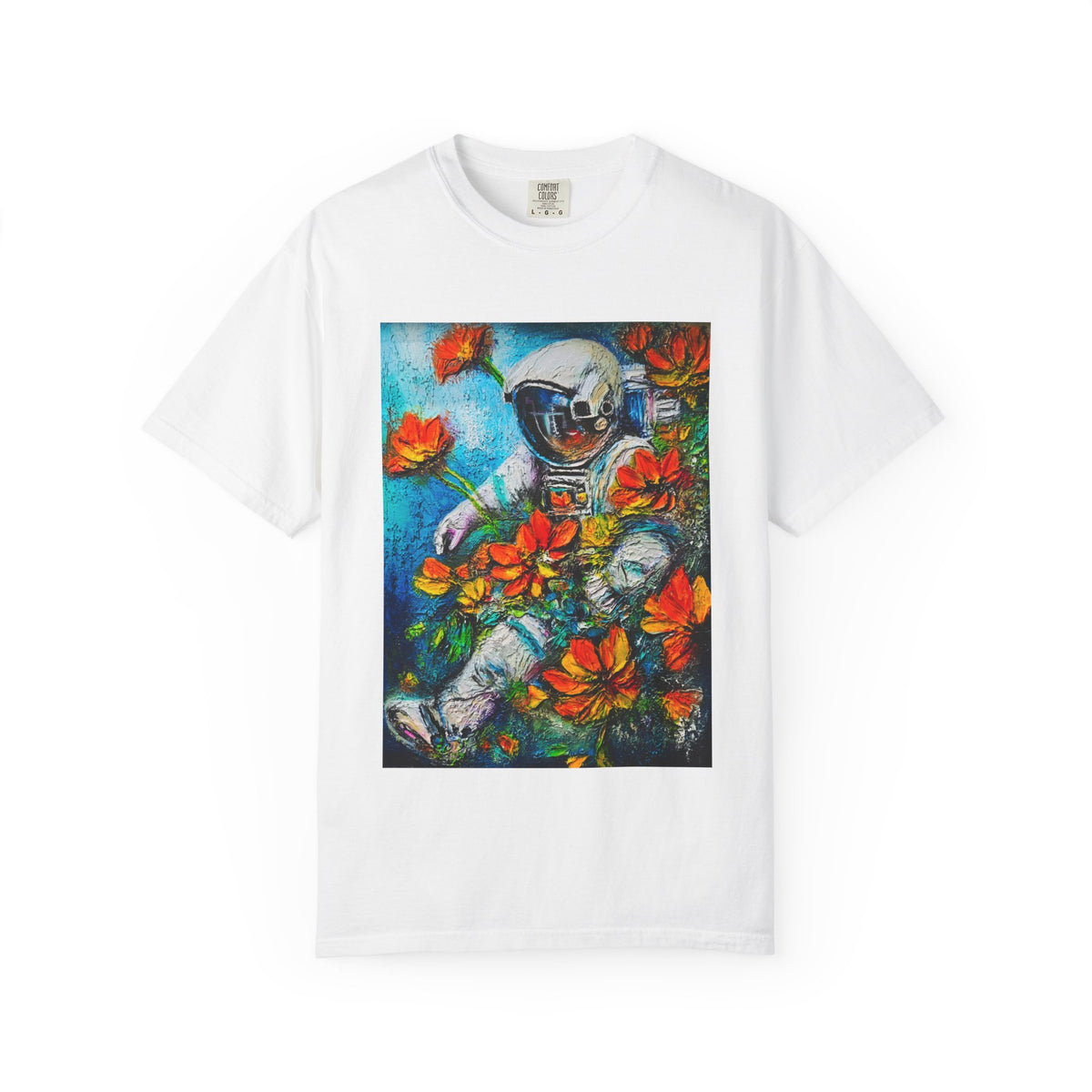 Astronaut & Flowers T-Shirt — Surreal Space Art Tee